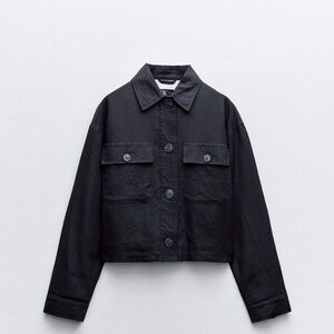 Zara. Linen blend short jacket. Size Large.